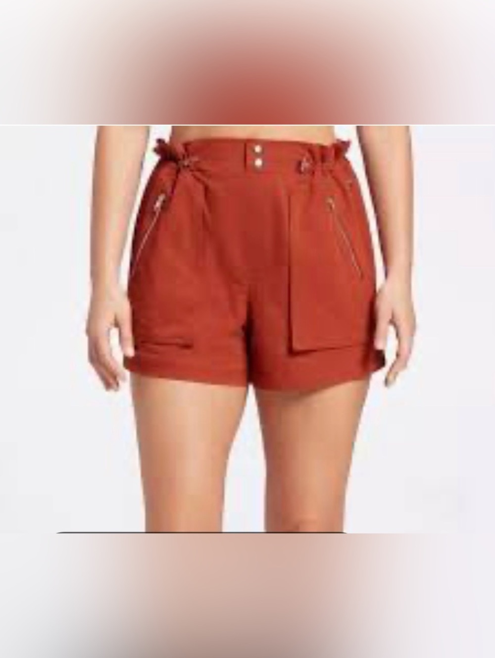 CALIA Woven Paperbag Shorts‎ In Caramelized Walnut Size XS